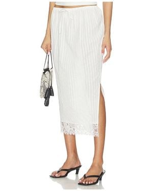 YUHAN WANG Lace Hem Drawstring Skirt - White