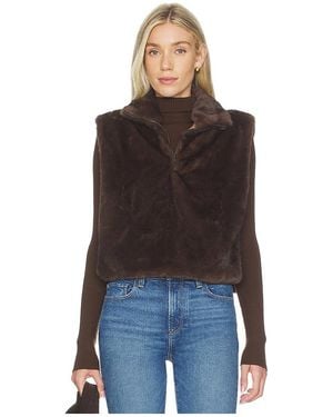 Line & Dot Dane Faux Fur Top - Black