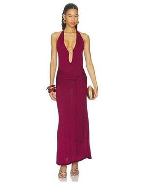 Runaway the Label Ayella Deep-V Knit Maxi Dress - Red