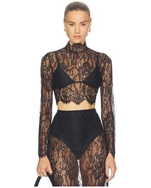 L'Agence Henriette Lace Long Sleeve Top En Color Negro Talla (También En Xs, S)
