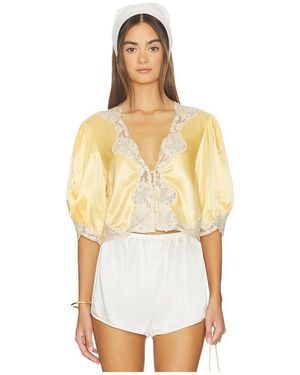 RIXO London Yasmin Top En Color Amarillo Talla (También En S, M, Xl) - Blanco