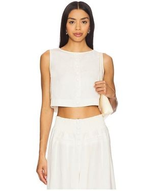 WeWoreWhat Boxy Linen Boatneck Top - White