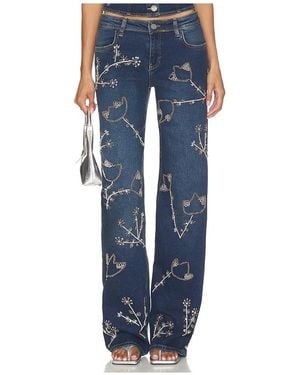 OW Collection Nova Embellished Denim Jean - Blue