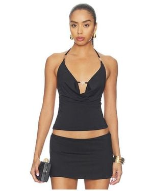 Runaway the Label Livia Halter Cowl Top - Black