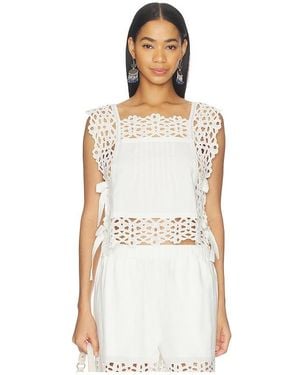 Sea Leila Eyelet Sleeveless Top - Natural