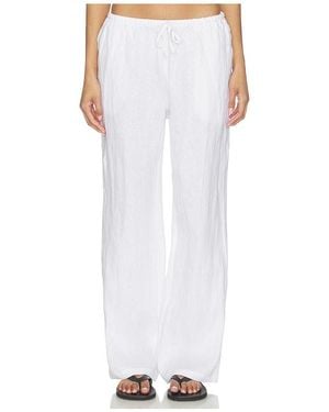 PERFECTWHITETEE Lorana Linen Drawstring Pant - White