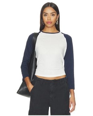 GOOD AMERICAN Long Sleeve Raglan Tee - Blue