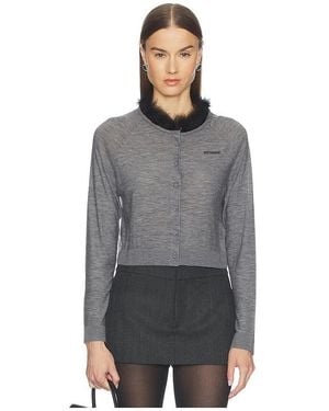 we11done Feather Collar Cardigan - Grey