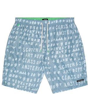 Scotch & Soda Printed Swim Shorts - Blue