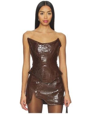 MOTHER OF ALL Nemesis Leather Corset Top - Brown