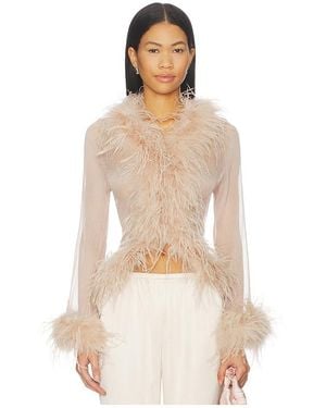 bubish Gigi Sheer Feather Blouse - Natural