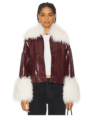 Kitri Bonnie Faux Fur Vinyl Jacket - Red