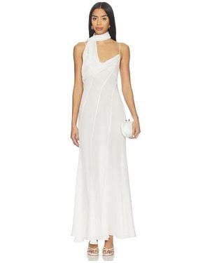 Courtney Zheng Scarf Panelled Silk Gown - White