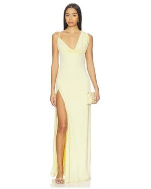 Nbd Tessa Draped Shoulder Maxi Dress - Metallic