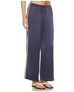 DONNI. The Silk Lace Stripe Crop Pant - Blue