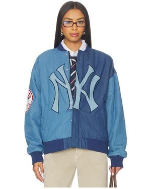 Terez X Revolve Yankees Denim Logo Bomber - Blue
