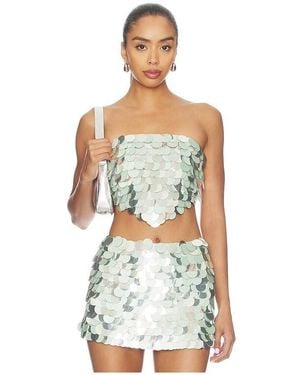 retroféte Maeva Sequin Top - White
