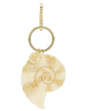 Solar Eclipse Hand-Painted Spiral Shell Bag Charm & Keychain - White