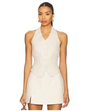L'academie Uma Linen Top - White