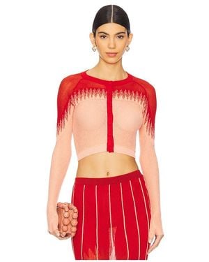 Isa Boulder Fanged Cardigan - Red