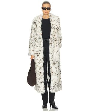 Apparis Gabrielle Snow Leopard Maxi Coat - White