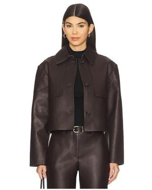 Theory Crop Leather Trench - Brown
