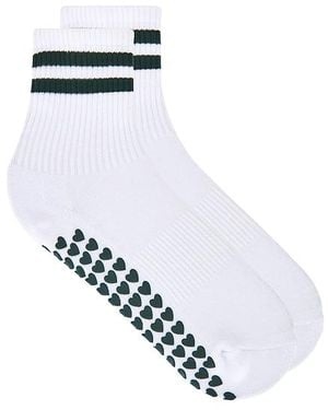 WellBeing + BeingWell Socken Striped Half Crew Grip Sock - Weiß