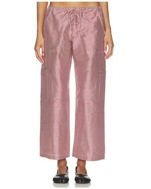 DONNI. The Taffeta Gingham Drawstring Cargo Pant - Red