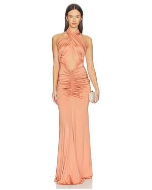 LAPOINTE Sleeveless Halter Ruched Gown - White