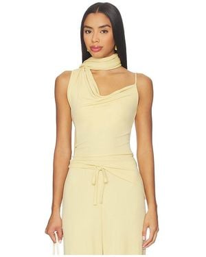 AYA MUSE Asymmetrical Scarf Tank Top - Natural