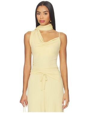 AYA MUSE Asymmetrical Scarf Tank Top - Natural