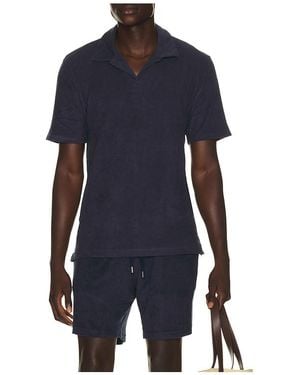 Frescobol Carioca Faustino Terry Cotton Blend Polo Short Sleeve - Blue