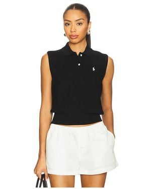 Polo Ralph Lauren Cotton Cropped Sleeveless Polo Jumper - Black