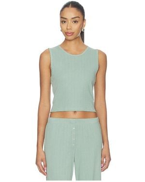 Leset Pointelle Sleeveless Crew - Green