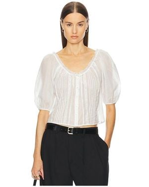 Helsa Voile Peasant Blouse - White