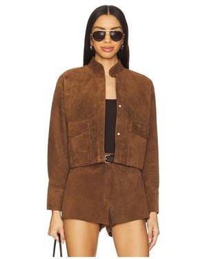 ZUT X Revolve Cropped Hair-On Cowhide Leather Jacket - Brown