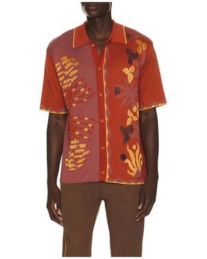 Scotch & Soda Camisa Manga Corta Knitted Jacquard En Color Óxido Talla (También En S, M, Xl/1X, Xxl/2X) - Naranja
