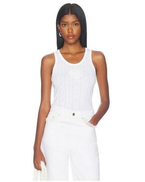 Ganni Compact Pointelle Rib Jersey Tank Top - White