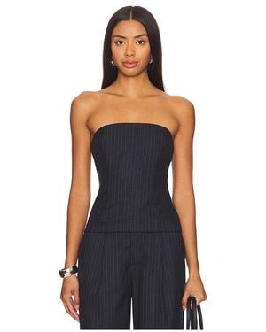 House of Harlow 1960 Pinstripe Strapless Wrap Top - Black