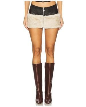 OW Collection Kendra Skirt With Faux Fur Trim - Black