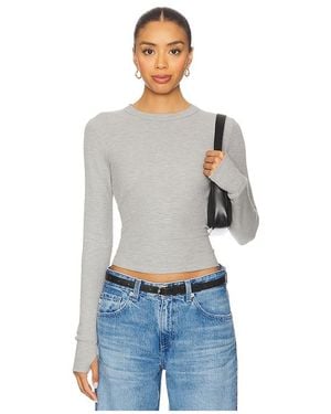 Michael Lauren Axl Long Sleeve Crop Fitted Top - Blue