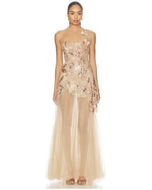 Bronx and Banco Layla Sequin Floral Maxi Dress - Natural