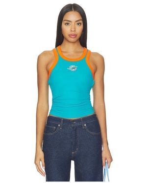 Terez Miami Dolphins Contrast Trim Rib Tank - Blue