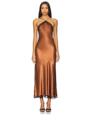 RIXO London Vestido Midi Harlan En Color Marrón Talla (También En Xxs, Xs) - Blanco