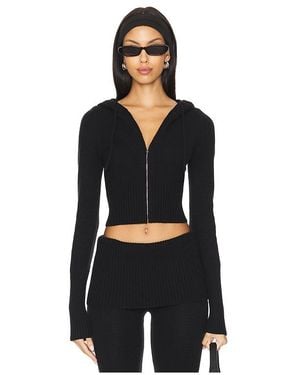 Frankie's Bikinis Aimee Cloud Knit Hoodie - Black