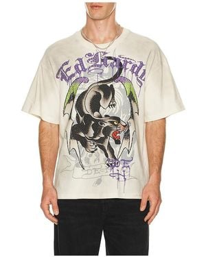 Ed Hardy By Appointment Only Panther Wings Boxy Tee - Natural