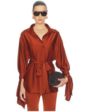 Atlein Camisa Oversize Con Detalle De Nudo En Color Naranja Talla (También En 38) - Rojo