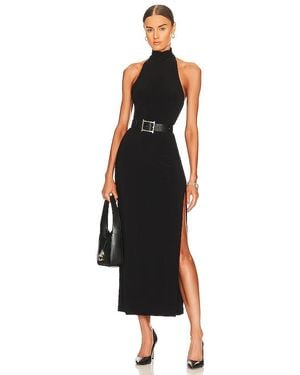 pink maxi dress halter Pink Halter Maxi Dress with Thigh Split | Deep V-Neck Backless Formal Gown  Kouvr Fashion main image 1