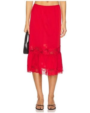 Frankie's Bikinis Hideaway Satin Midi Skirt - Red
