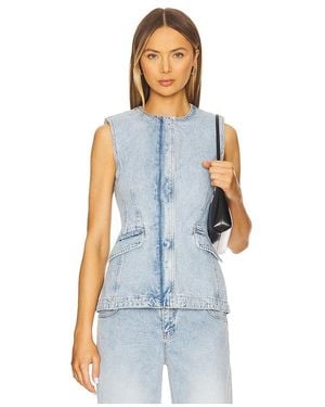 Jonathan Simkhai Charley Sleeveless Button Up Top - Blue